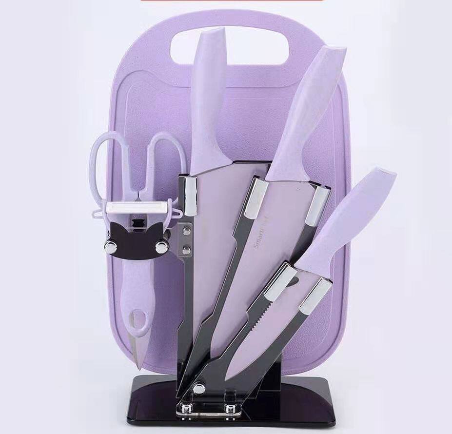 Vista 3 de set de cuchillos con pedestal - COLOR: NEGRO